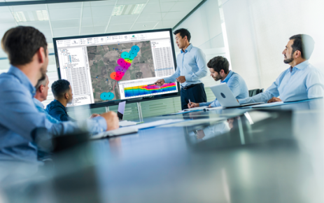 Man presenting AGS processing and inversion software